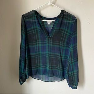 Sheer plaid print blouse